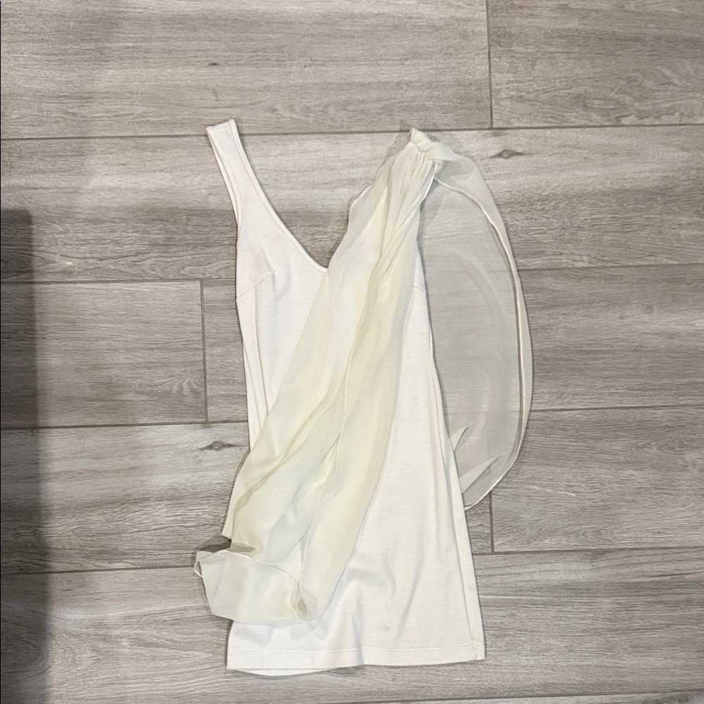 White Dress with Sheer Overlay